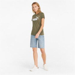 PUMA Essentials Logo T-Shirt Damen dark green moss S