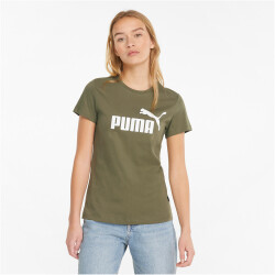 PUMA Essentials Logo T-Shirt Damen dark green moss S
