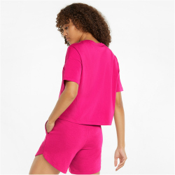 PUMA Essentials Cropped Logo T-Shirt Damen festival fuchsia XS