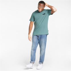 PUMA Ess+ Metallic Embroidery Logo T-Shirt Herren mineral blue M
