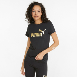 PUMA Ess+ Metallic Logo T-Shirt Damen