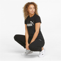 PUMA Ess+ Metallic Logo T-Shirt Damen puma black/silver...