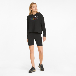 PUMA Ess+ Metallic Cropped Hoodie Damen PUMA black L