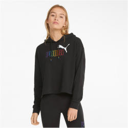 PUMA Ess+ Metallic Cropped Hoodie Damen PUMA black L
