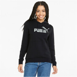PUMA Ess+ Metallic Logo Hoodie Damen PUMA black/metallic silver XS