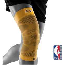 BAUERFEIND NBA Kompressions-Kniebandage Gelb, Los Angeles Lakers M