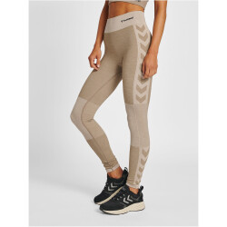 hummel hmlCLEA Seamless Mid-Waist Leggings Damen chateau gray/driftwood melange L