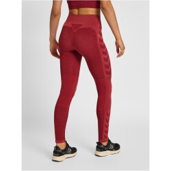 hummel hmlCLEA Seamless Mid-Waist Leggings Damen cabernet/apple butter melange S
