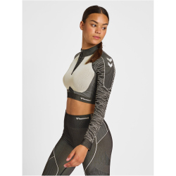 hummel hmlMT MILA 1/2-Zip Seamless cropped Sport-Top Damen