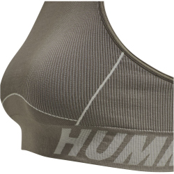 hummel hmlTE CHRISTEL Seamless Sport-Top Damen chateau gray/driftwood melange XS