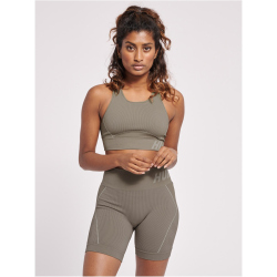 hummel hmlTE CHRISTEL Seamless Sport-Top Damen chateau gray/driftwood melange XS