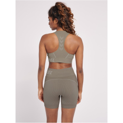 hummel hmlTE CHRISTEL Seamless Sport-Top Damen chateau gray/driftwood melange XS