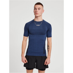 hummel hmlTE MIKE Seamless Mesh Funktionsshirt Herren insignia blue/black melange L