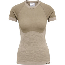 hummel hmlCLEA Seamless Funktionsshirt Damen chateau gray/driftwood melange L