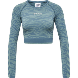 hummel hmlMT SAGA Seamless cropped Langarmshirt Damen north atlantic/blue surf melan XL