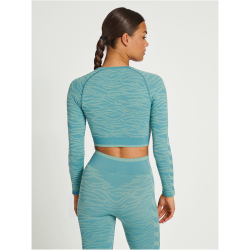 hummel hmlMT SAGA Seamless cropped Langarmshirt Damen north atlantic/blue surf melan XL