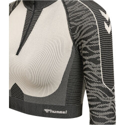 hummel hmlMT MILA 1/2-Zip Seamless cropped Sport-Top Damen black/chateau grey M