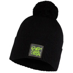 BUFF Knitted Bommelmütze Kinder deik black