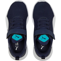 PUMA Flyer Runner PS Kinder Sneaker mit Klettverschluss peacoat/puma white/deep aqua 30