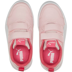PUMA Courtflex v2 PS Kinder Sneaker mit Klettverschluss almond blossom/puma white 30