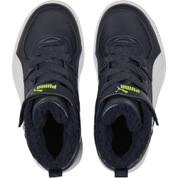 PUMA Rebound Joy PS Kinder Fell-Sneaker mit Klettverschluss parisian night/puma white/light lime 32