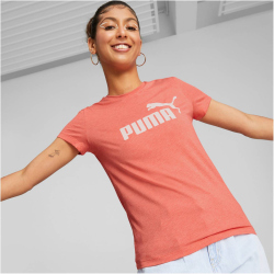 PUMA Essentials Logo Heather T-Shirt Damen salmon L