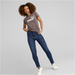 PUMA Essentials Logo Heather T-Shirt Damen dusty plum S