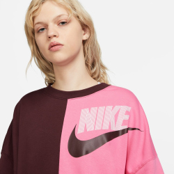 NIKE Sportswear Over-Oversized Fleece Sweatshirt Damen burgundy crush/pinksicle S