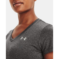UNDER ARMOUR Tech kurzarm Trainingsshirt Damen 090 - carbon heather/metallic silver XL