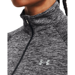 UNDER ARMOUR Tech 1/2-Zip langarm Sweatshirt Damen 010 - jet gray/gray wolf/metallic silver M