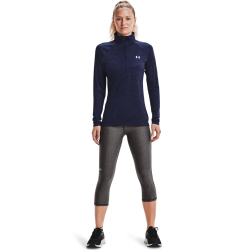 UNDER ARMOUR Tech 1/2-Zip langarm Sweatshirt Damen 410 - midnight navy/cadet/metallic silver L