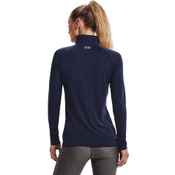 UNDER ARMOUR Tech 1/2-Zip langarm Sweatshirt Damen 410 - midnight navy/cadet/metallic silver L