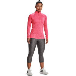 UNDER ARMOUR Tech 1/2-Zip langarm Sweatshirt Damen 653 - cerise/pink lemonade/metallic silver XS