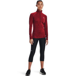 UNDER ARMOUR Tech 1/2-Zip langarm Sweatshirt Damen 690 - chestnut red/radio red/metallic silver S