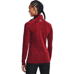 UNDER ARMOUR Tech 1/2-Zip langarm Sweatshirt Damen 690 - chestnut red/radio red/metallic silver S