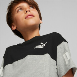 PUMA Power Colorblock T-Shirt Jungen light gray heather 104
