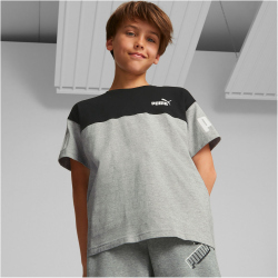 PUMA Power Colorblock T-Shirt Jungen light gray heather 104