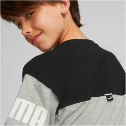 PUMA Power Colorblock T-Shirt Jungen light gray heather 104