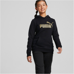 PUMA Ess+ Metallic Logo Fleece-Hoodie M&auml;dchen PUMA black 110