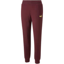 PUMA ESS+ Metallic Fleece-Jogginghose Damen aubergine S