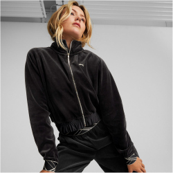 PUMA Deco Glam Velour Full-Zip Training-Sweatshirt Damen puma black M