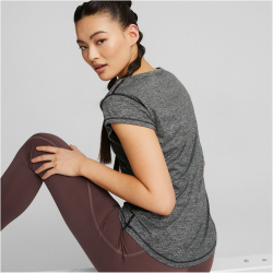 PUMA Train Favorite Heather Cat Trainingsshirt Damen PUMA black heather/filled cat L