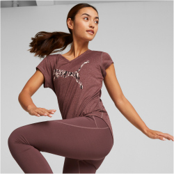 PUMA Train Favorite Heather Cat Trainingsshirt Damen dusty plum heather/aop cat XS