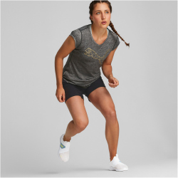 PUMA Train Favorite Heather Cat Trainingsshirt Damen PUMA black heather/aop cat q4 L