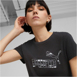 PUMA Ess+ Metallic Animal Logo T-Shirt Damen