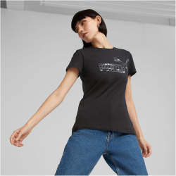 PUMA Ess+ Metallic Animal Logo T-Shirt Damen
