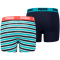 2er Pack PUMA Basic Boxershorts Printed Stripe Kinder fluo red/blue 134-140