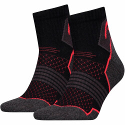 2er Pack HEAD Quarter Wandersocken black/red 35-38