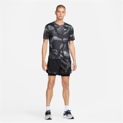 NIKE Dri-FIT Miler Camouflage kurzarm Laufshirt Herren 010 - black/reflective silv S