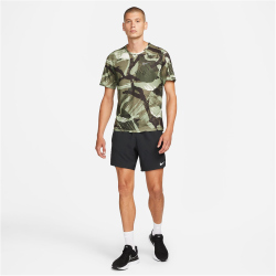 NIKE Dri-FIT Miler Camouflage kurzarm Laufshirt Herren 386 - oil green/reflective silv S